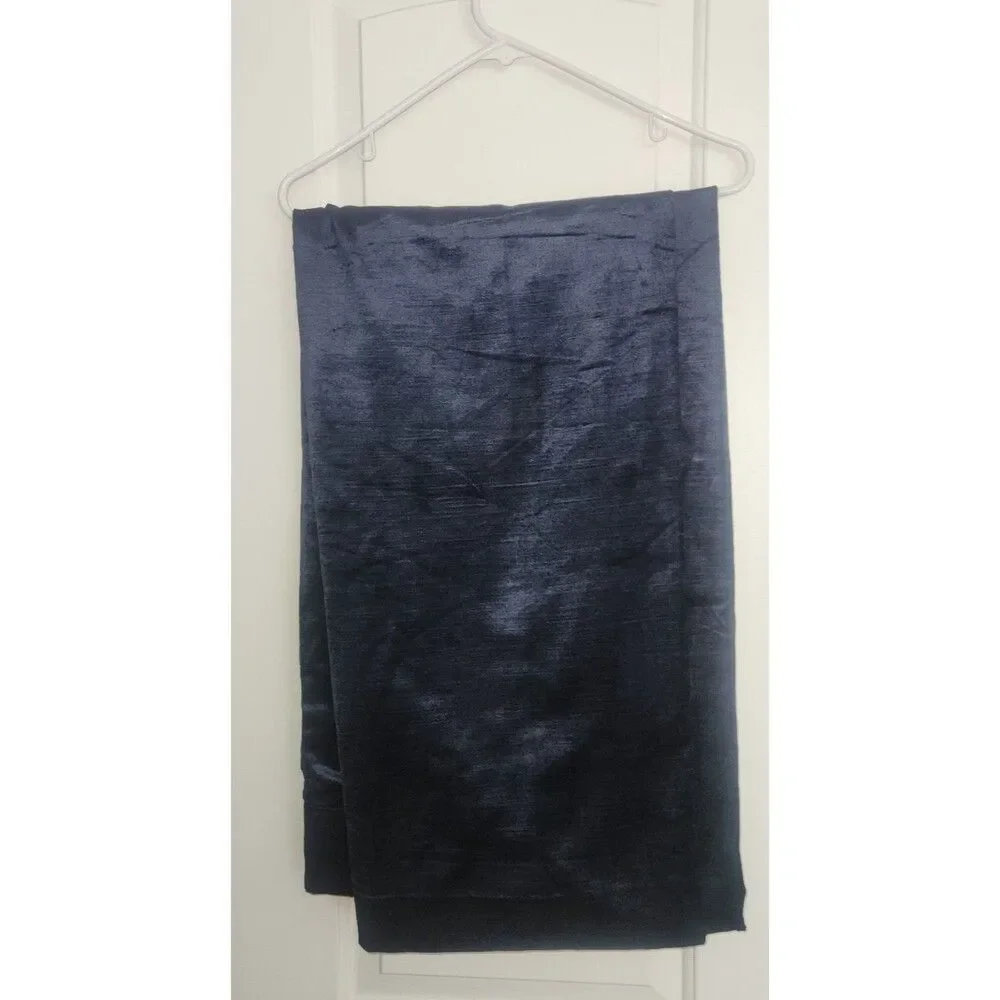 NEW Quince Navy Luster Velvet Room Darkening Curtain Panel 48